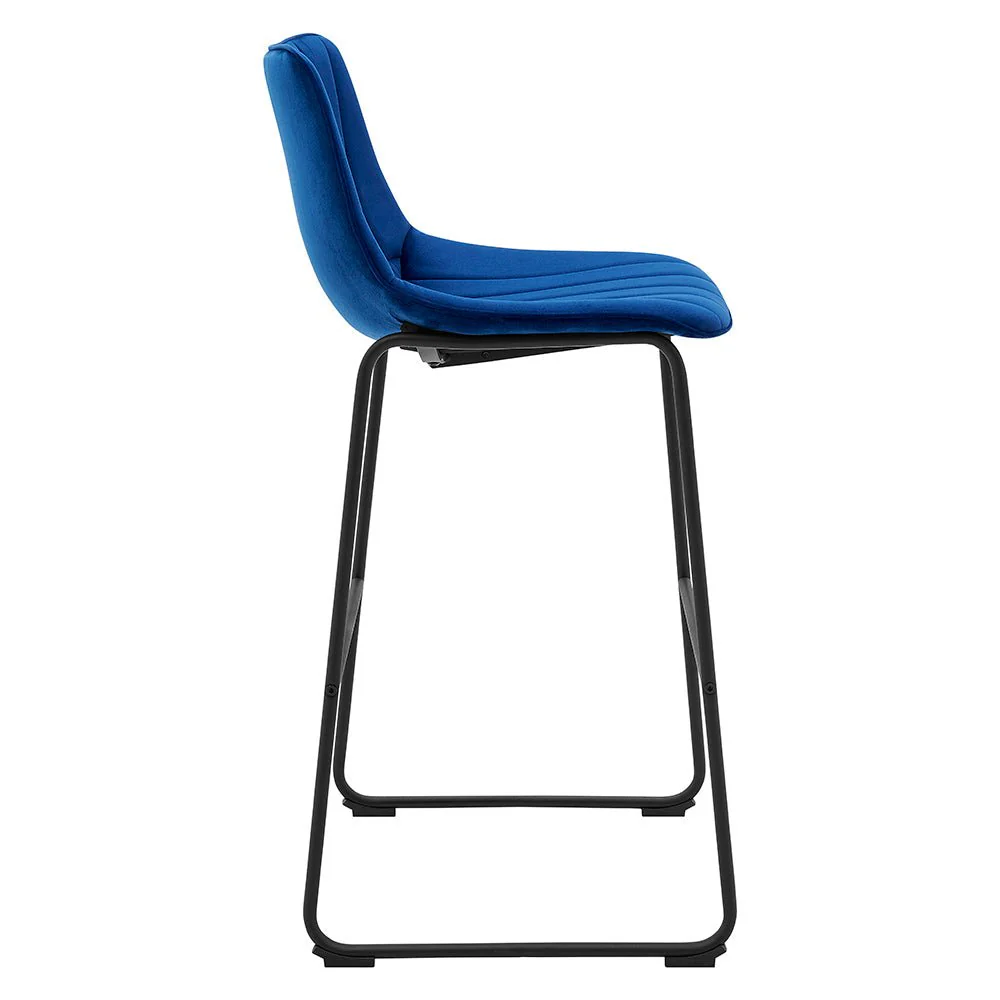 Sutton Set of 2 Bar Stools with Fluted Back (Blue Velvet) - Image 7