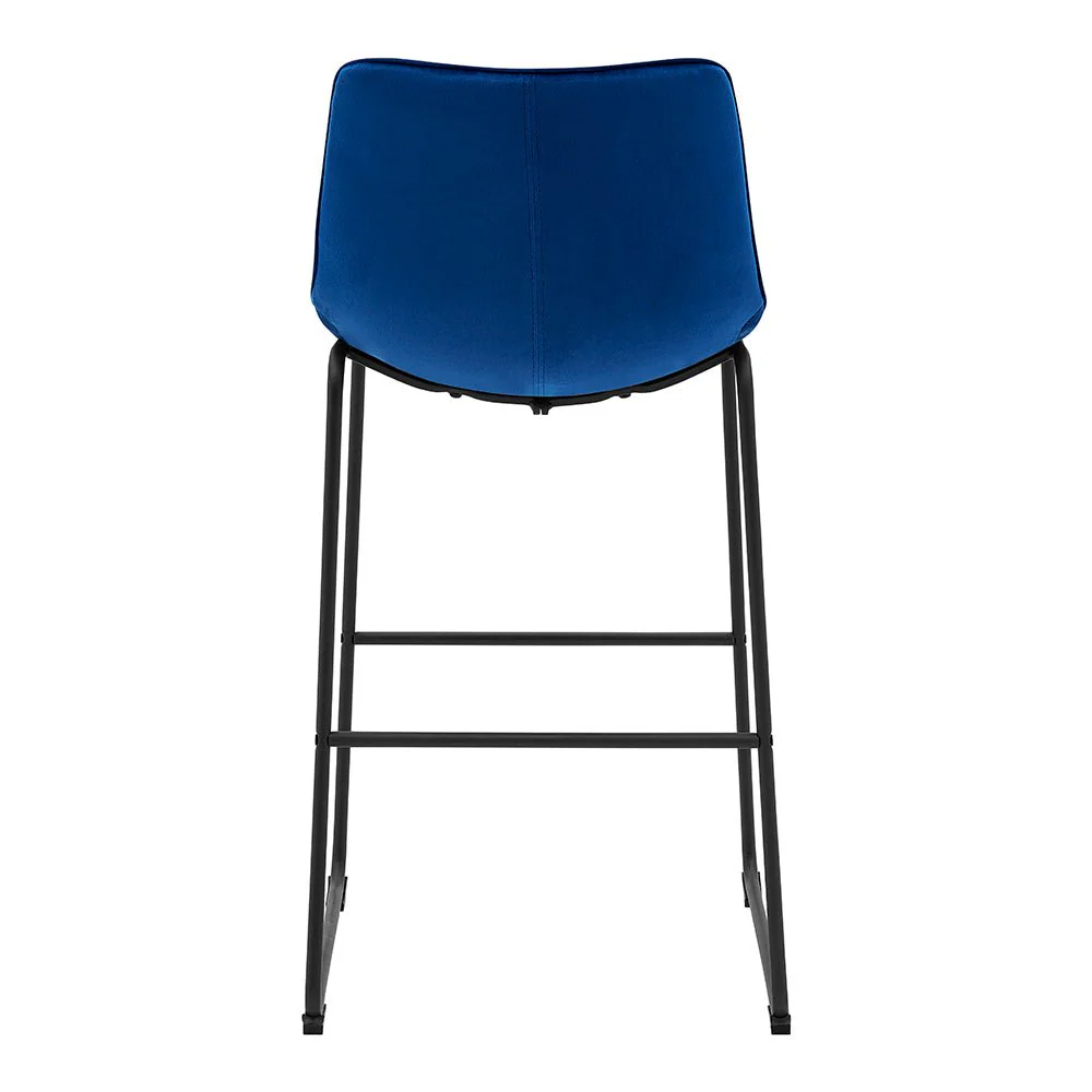 Sutton Set of 2 Bar Stools with Fluted Back (Blue Velvet) - Image 8