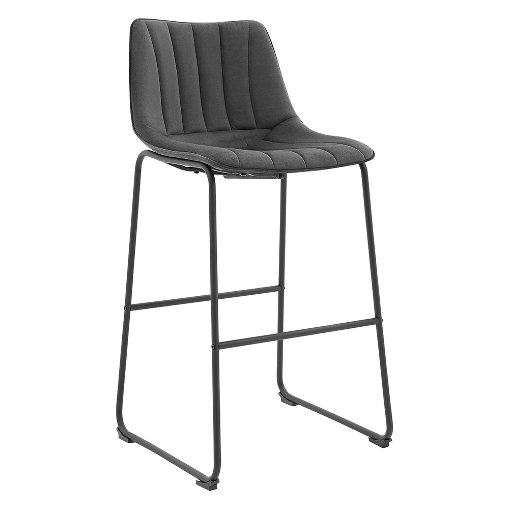 Sutton Set of 2 Bar Stools with Fluted Back (Grey Velvet) - Image 4