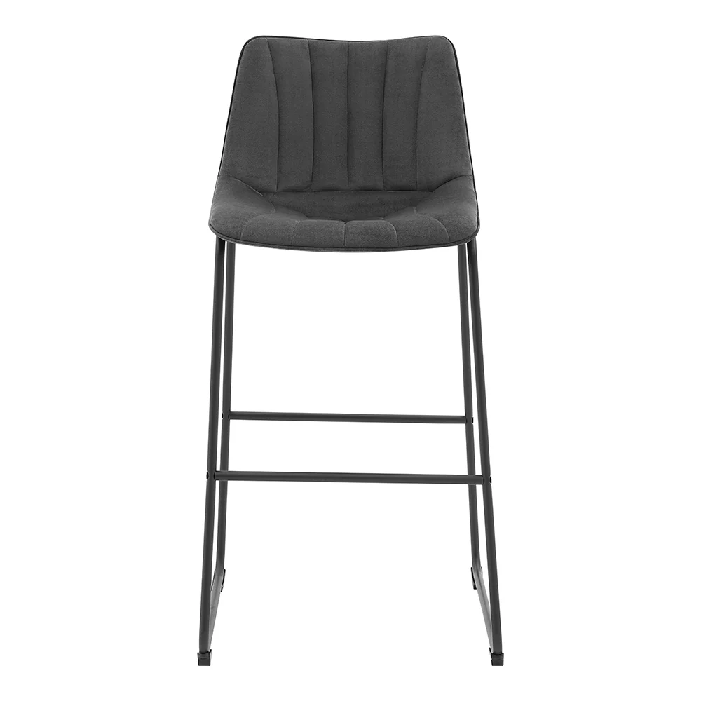 Sutton Set of 2 Bar Stools with Fluted Back (Grey Velvet) - Image 5