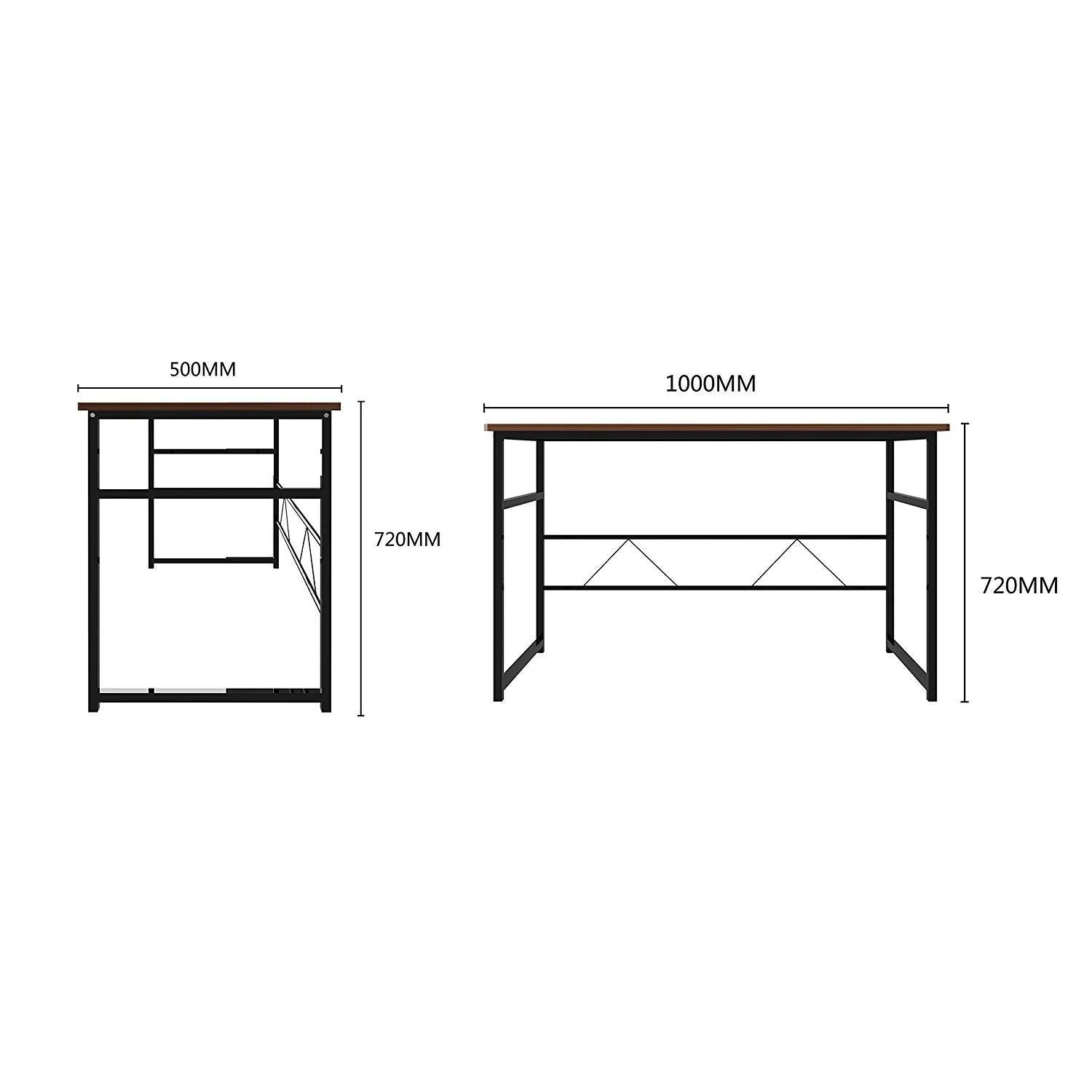 Sleek Design Computer Desk Home Office Table 100 x 50 x 72 cm , Walnut Colour - Image 3