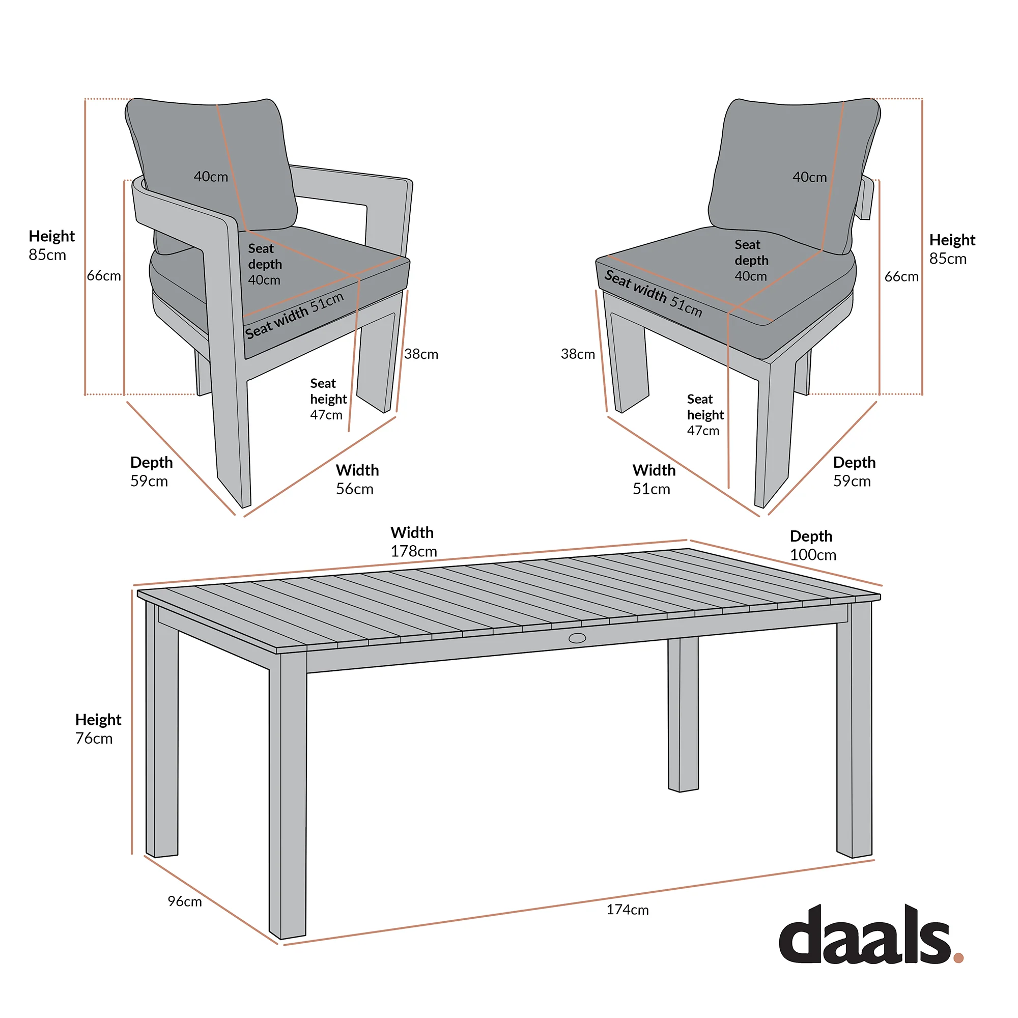 Stanford Outdoor 6-Seater Rectangular Dining Set, Taupe with Light Taupe Fabric - Image 11