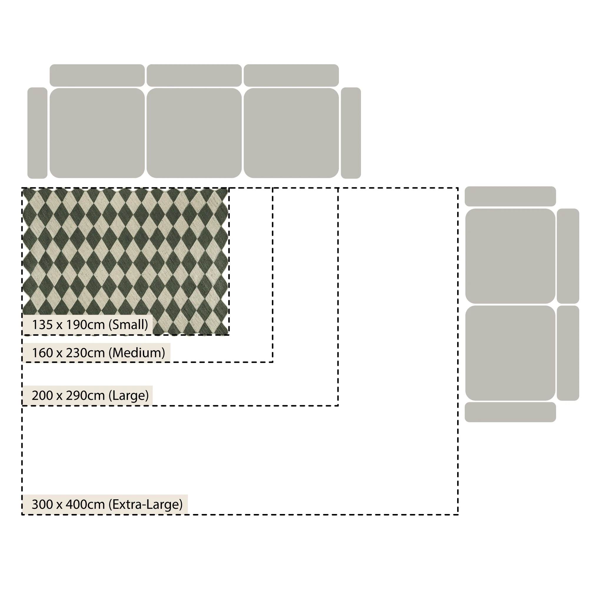 Tabitha Harlequin Diamond Scallop Olive Green & Bleached Jute Hand Braided Rug - Image 4