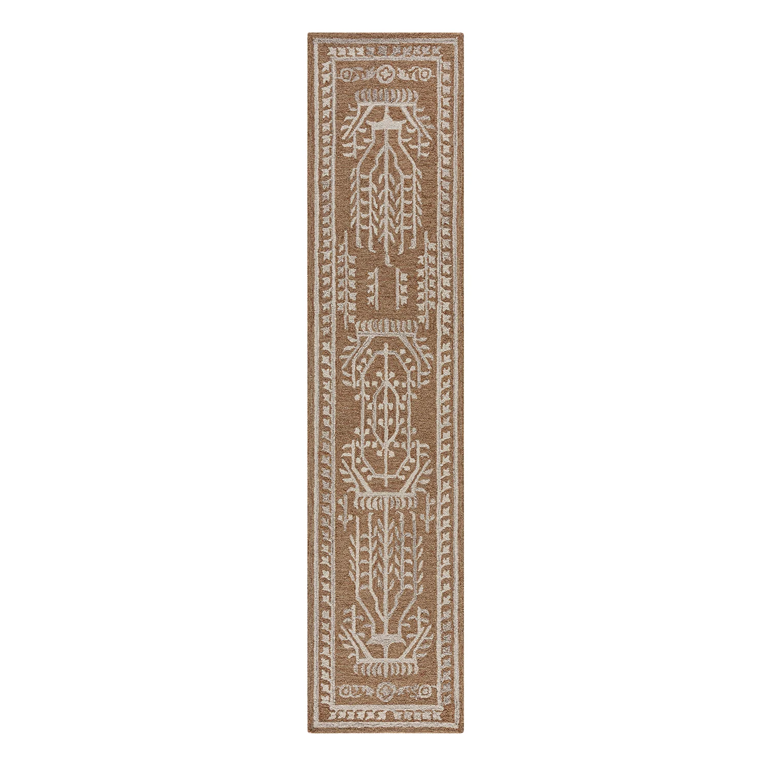 Varanasi Rust Traditional Hand Tufted Wool Runner