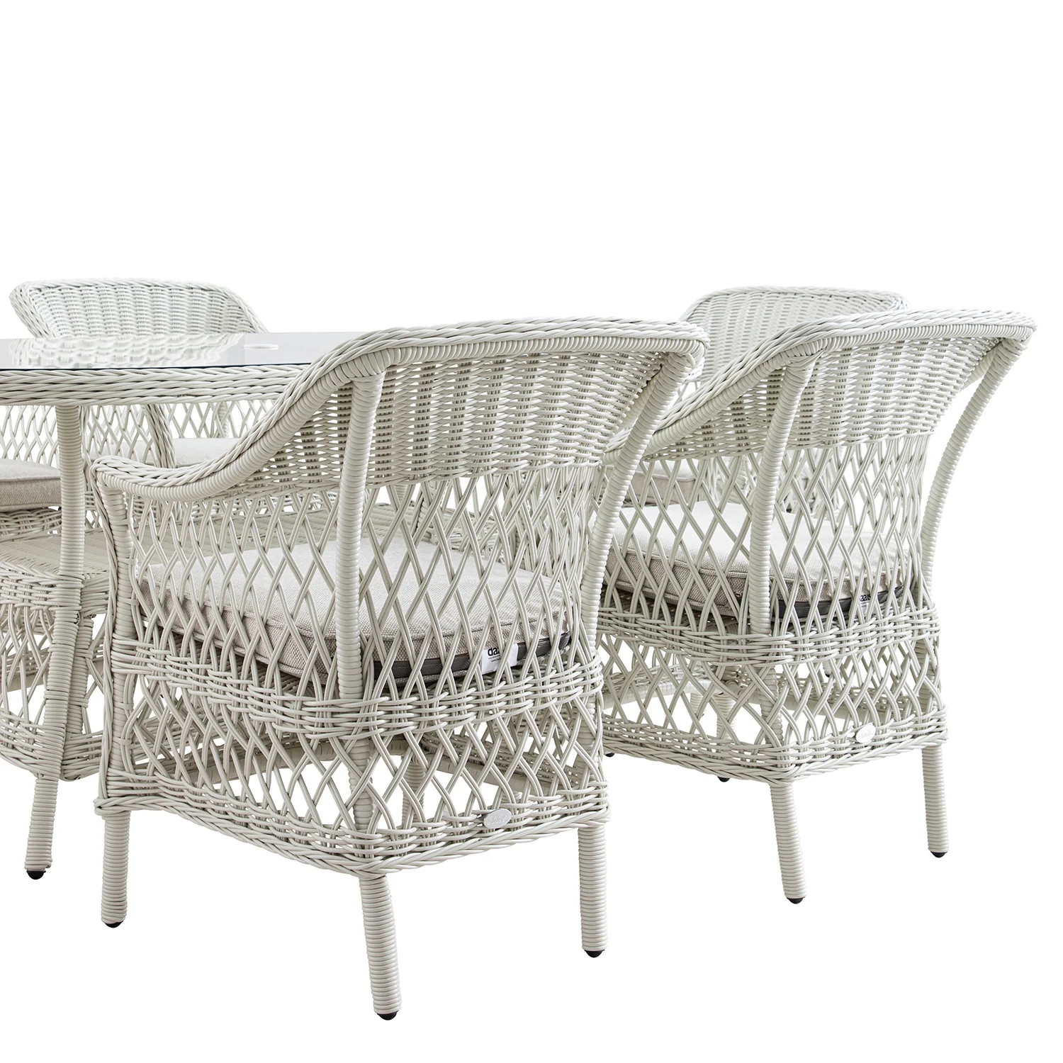 Willowbrook Lattice Weave Rattan 6-Seater Oval Dining Set, White - Image 18