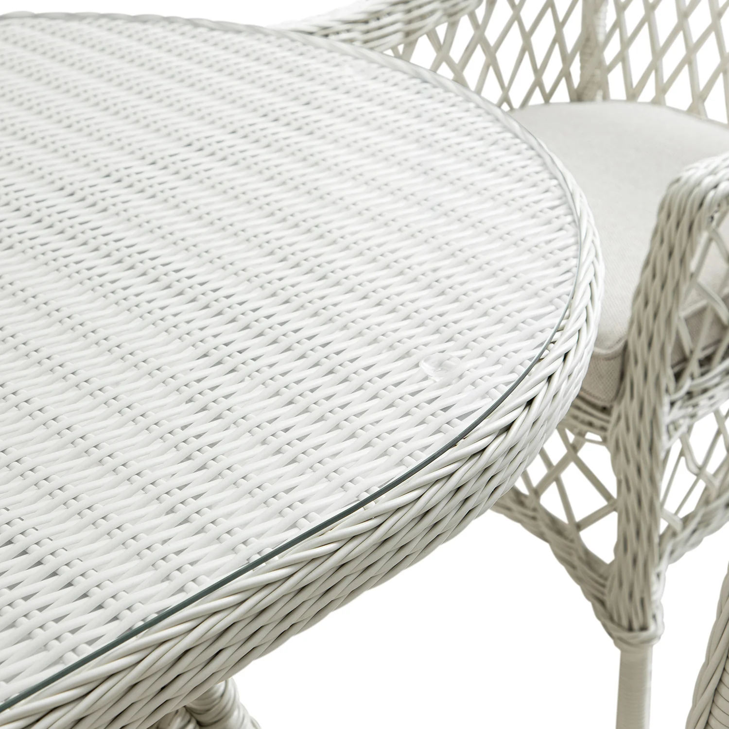 Willowbrook Lattice Weave Rattan 6-Seater Oval Dining Set, White - Image 19