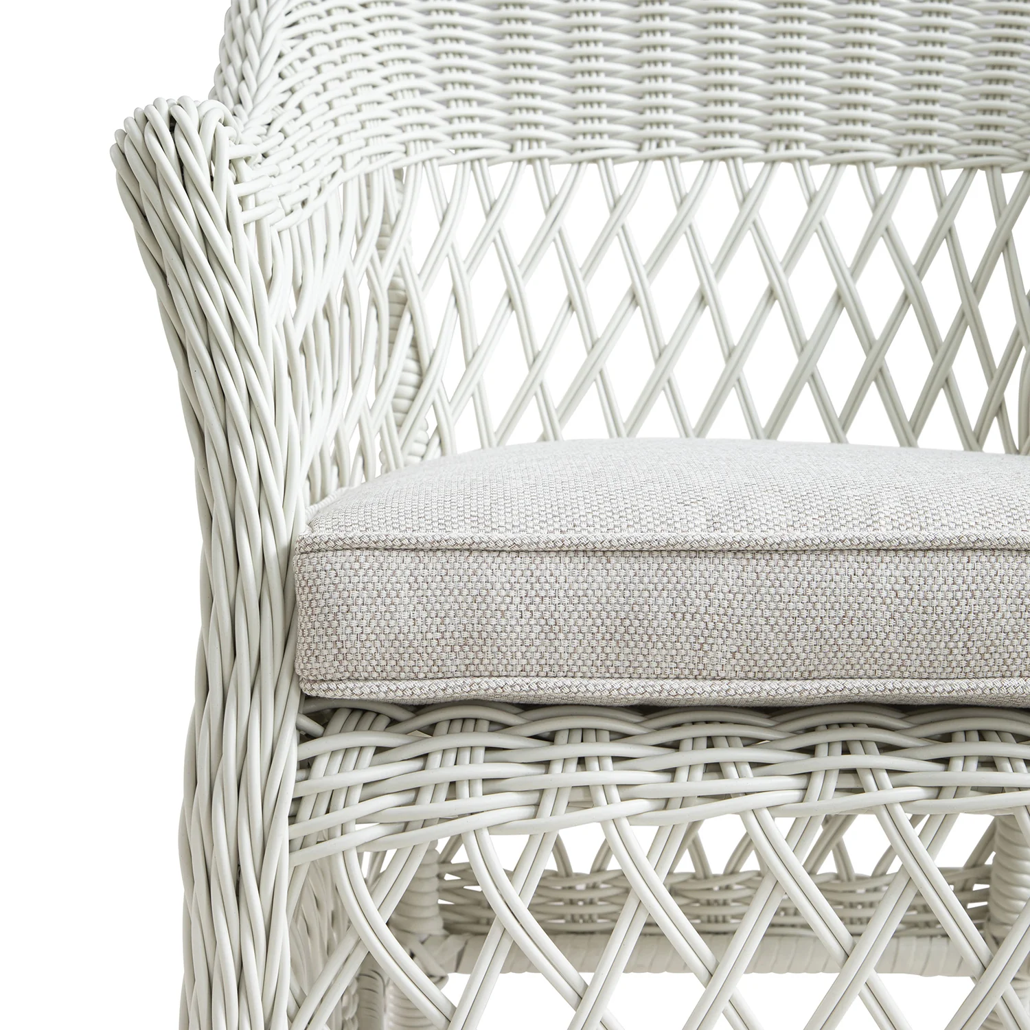 Willowbrook Lattice Weave Rattan 6-Seater Oval Dining Set, White - Image 21