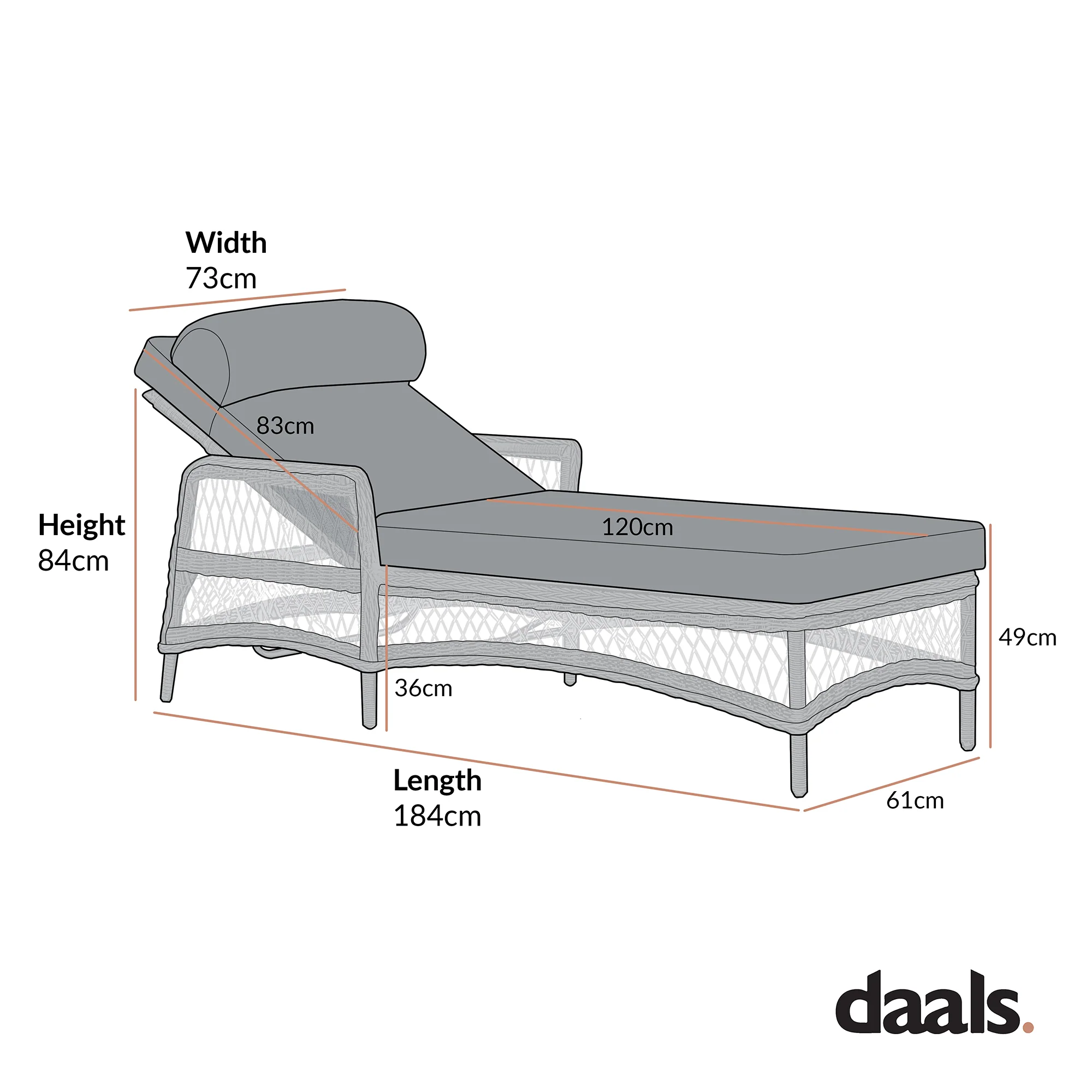 Willowbrook Lattice Weave Rattan Sun Lounger, White - Image 8